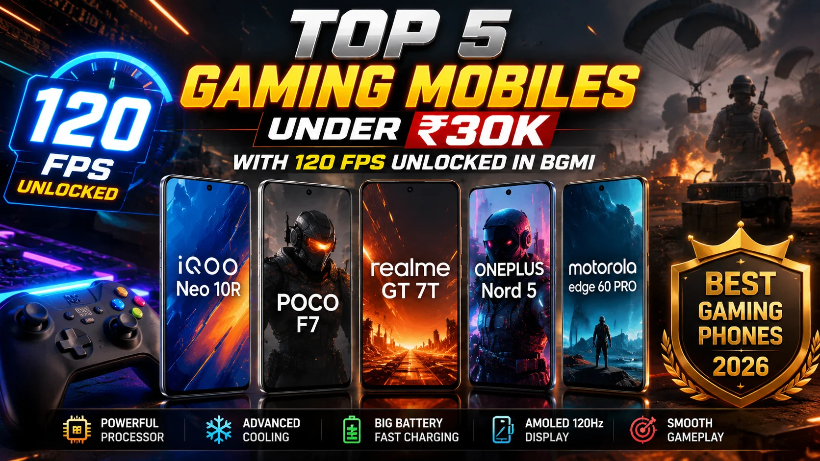 TOP 5 GAMING PHONES FOR BGMI